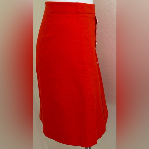 J Crew Red With Gold Sailor Buttons Sz 12. High waist. Zipper In Back. - Picture 5 of 10